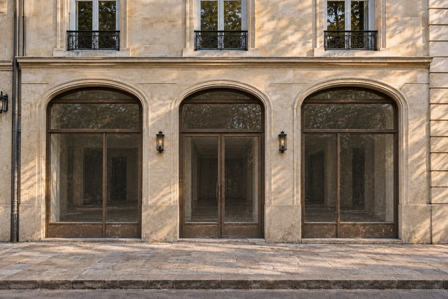The starting point: an empty storefront before the imagined MAISON transformation.